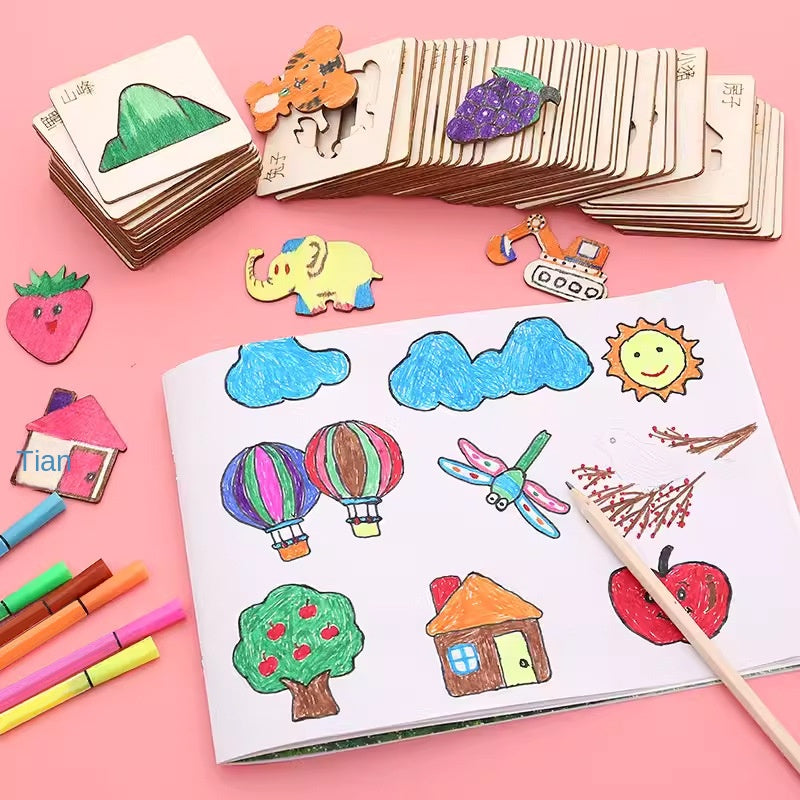Wooden Drawing Stencils for Easy Kids' Creative Play