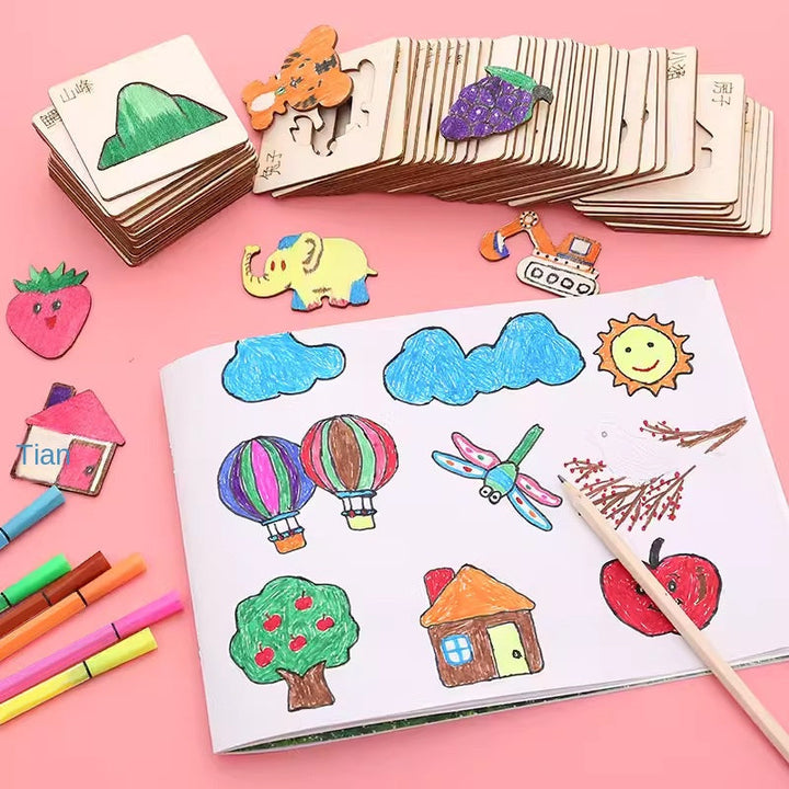 Wooden Drawing Stencils for Easy Kids' Creative Play