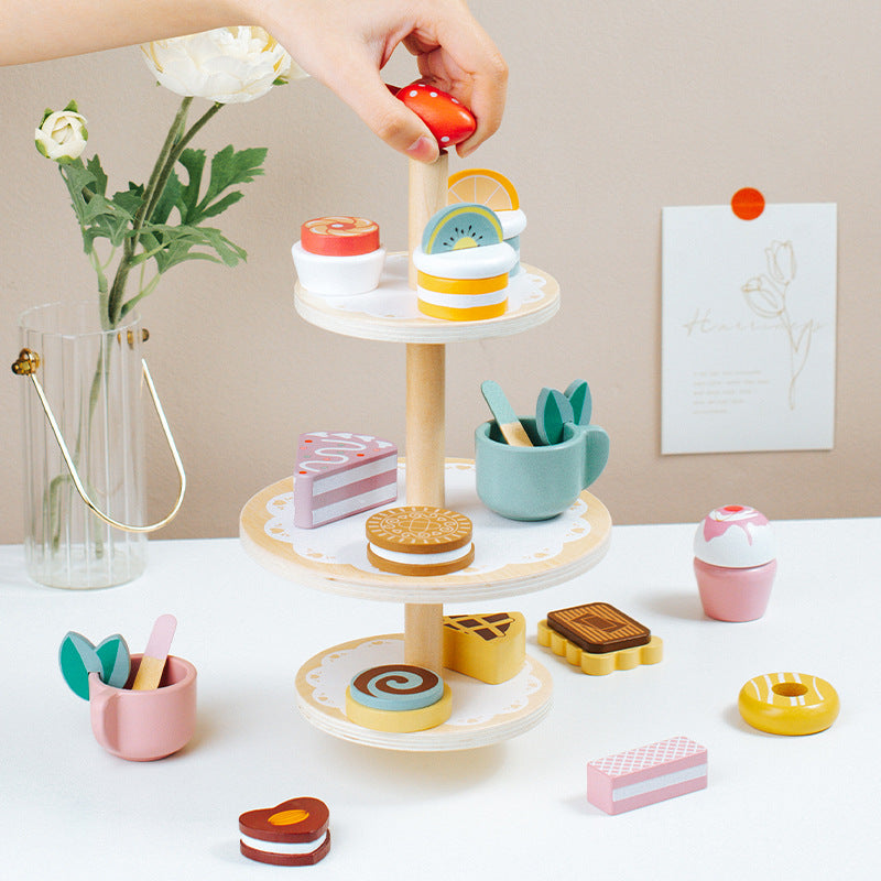 Wooden Pretend Dessert Set for Imaginative Play & Decor