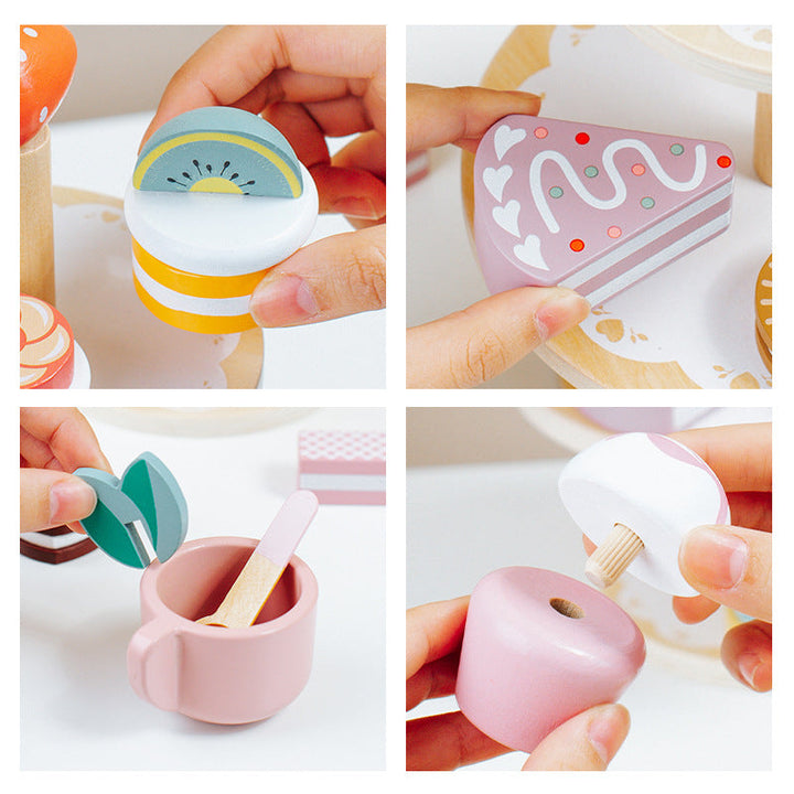 Wooden Pretend Dessert Set for Imaginative Play & Decor