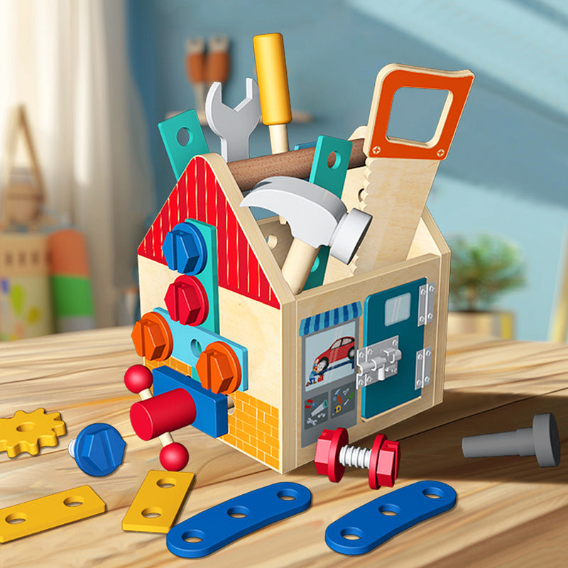 Wooden Kids Toolbox for Fine-Motor Play & Puzzle Fun