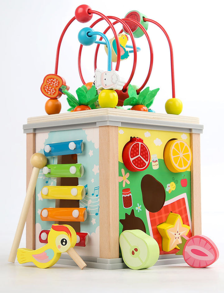 Wooden Activity Cube Toy for Screen-Free Early Learning