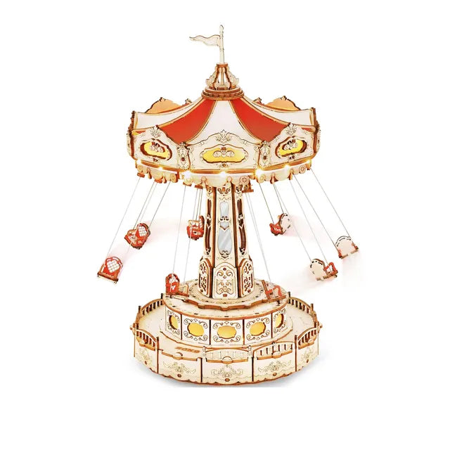 Children's Wooden Carousel Puzzle With LED Music Box
