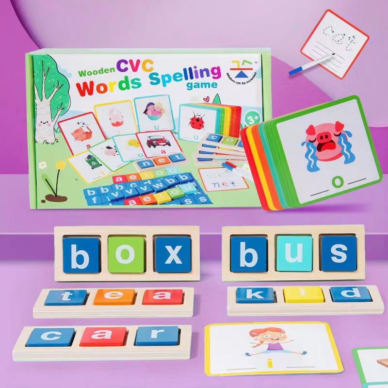 Wooden Word Building Game for Early Spelling Practice