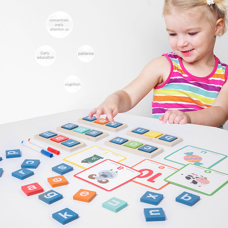 Wooden Word Building Game for Early Spelling Practice