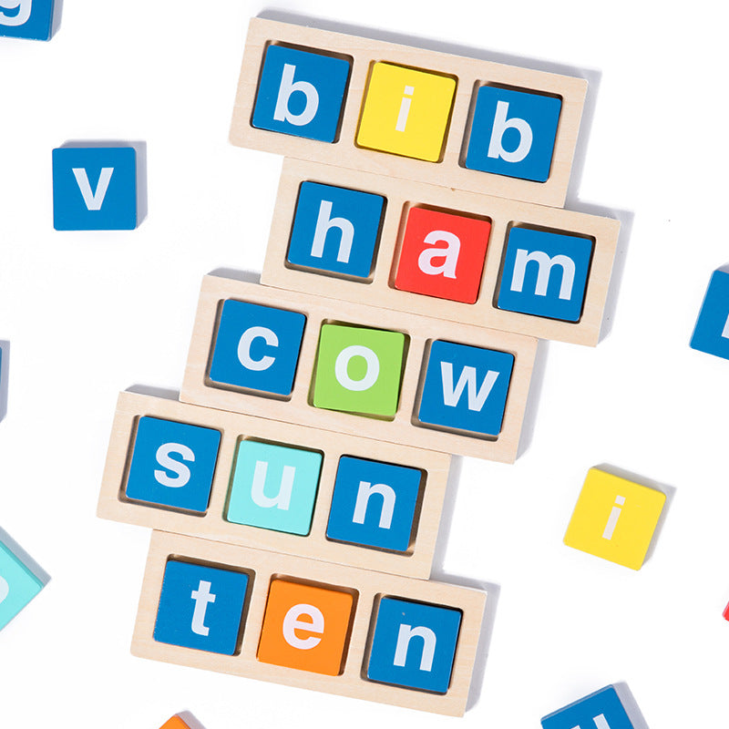 Wooden Word Building Game for Early Spelling Practice