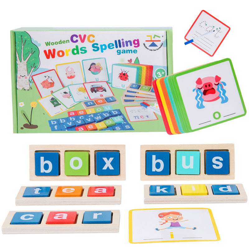 Wooden Word Building Game for Early Spelling Practice