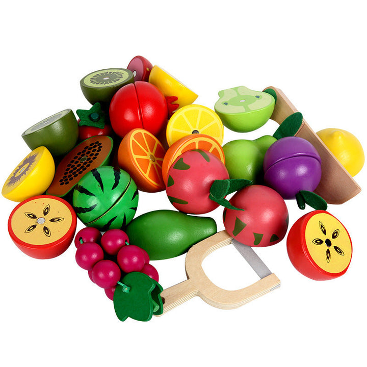 Wooden Magnetic Cutting Food Pretend Kitchen Set Toy