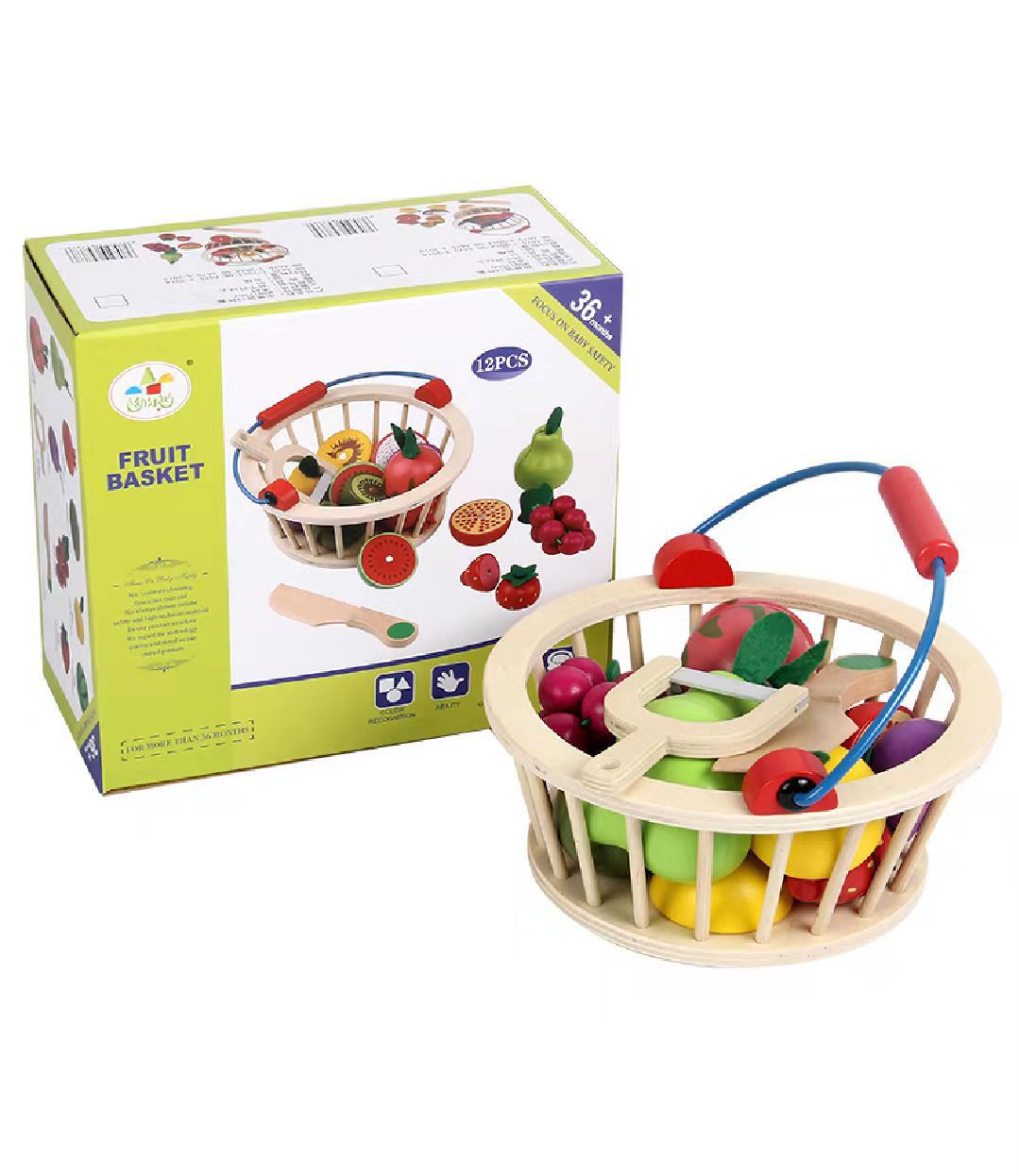 Wooden Magnetic Cutting Food Pretend Kitchen Set Toy