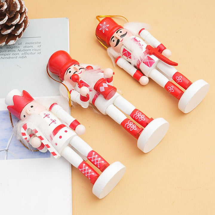 13cm Wooden Nutcracker Christmas Tree Decorations Set