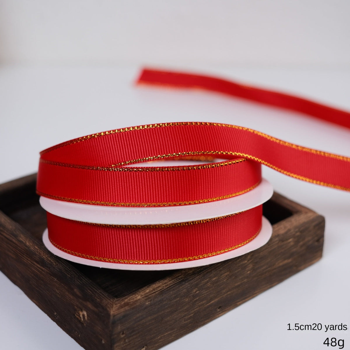Christmas Ribbon with Gold Edges for Gift Wrapping