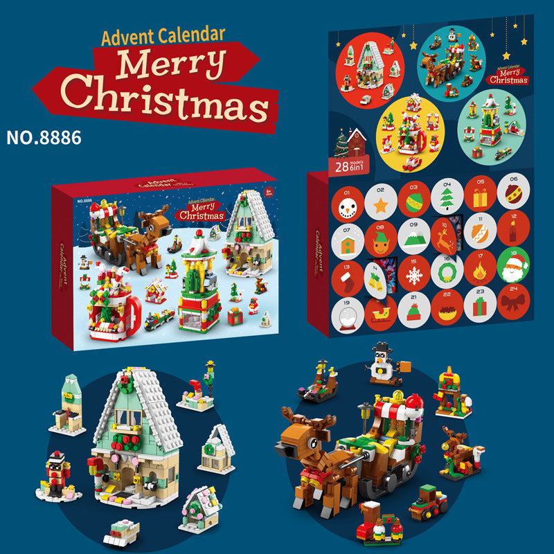 Christmas Advent Calendar Building Block Toy Set for Kids