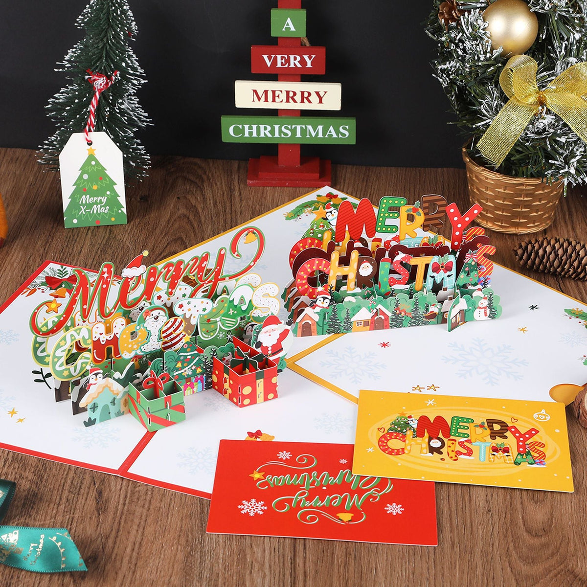 3D Christmas Greeting Card With Freestanding Pop-Up Display