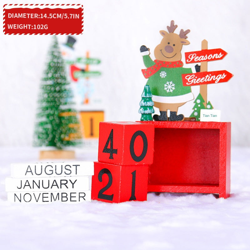 3D Wooden Christmas Calendar for Festive Desktop Decor