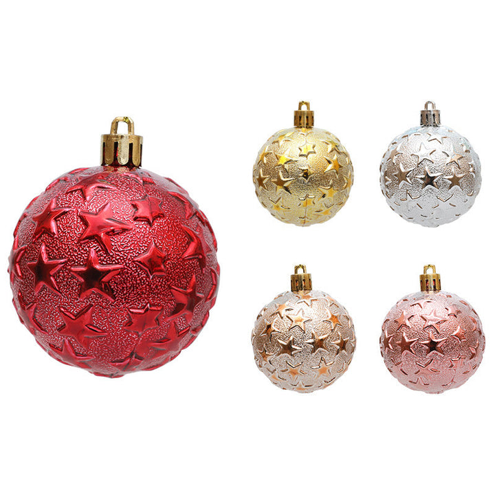 6cm Christmas Star Relief Ornaments for Holiday Sparkle