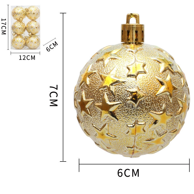 6cm Christmas Star Relief Ornaments for Holiday Sparkle