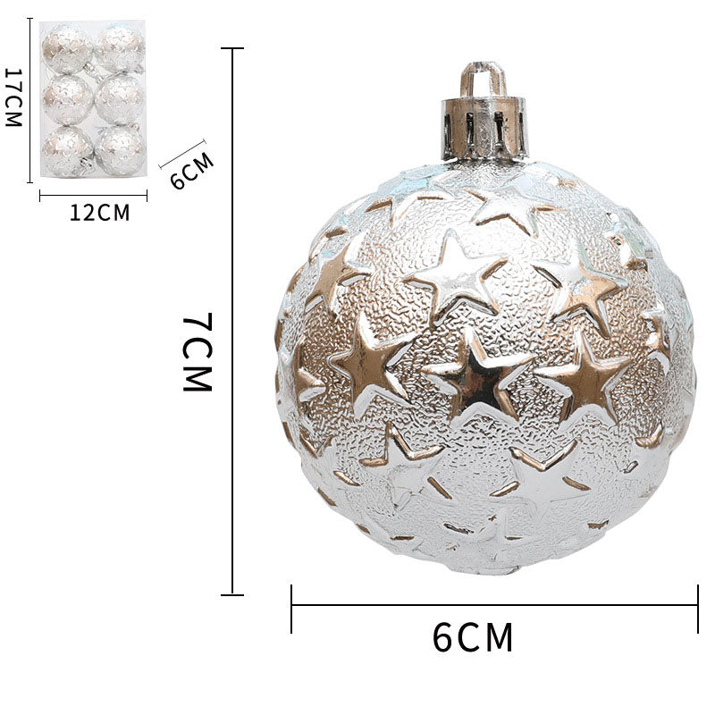 6cm Christmas Star Relief Ornaments for Holiday Sparkle