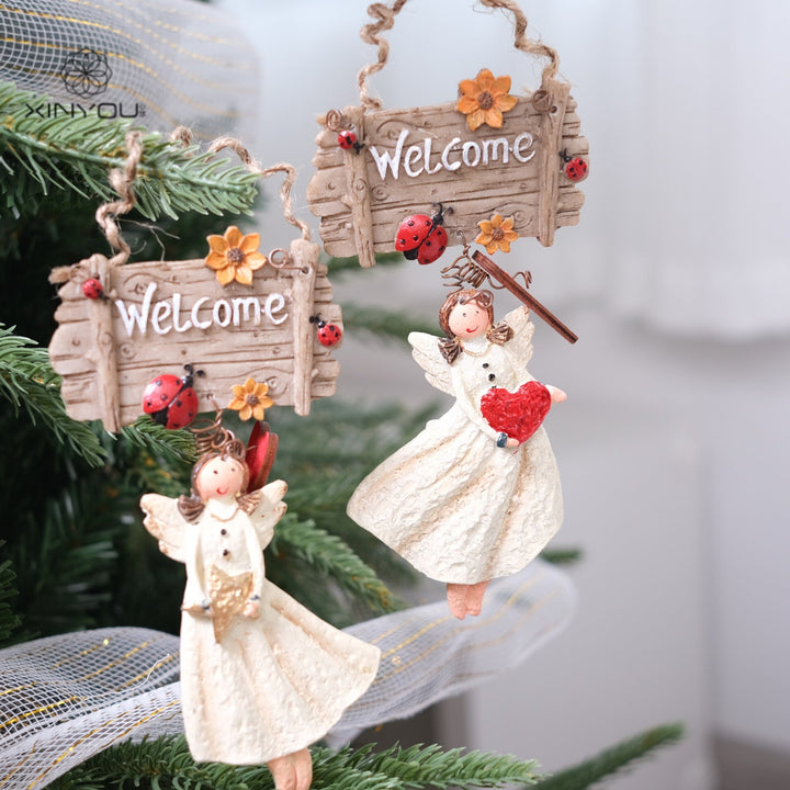 Christmas Welcome Angel Hanging Ornament Door Decor