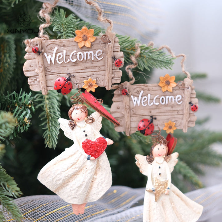 Christmas Welcome Angel Hanging Ornament Door Decor