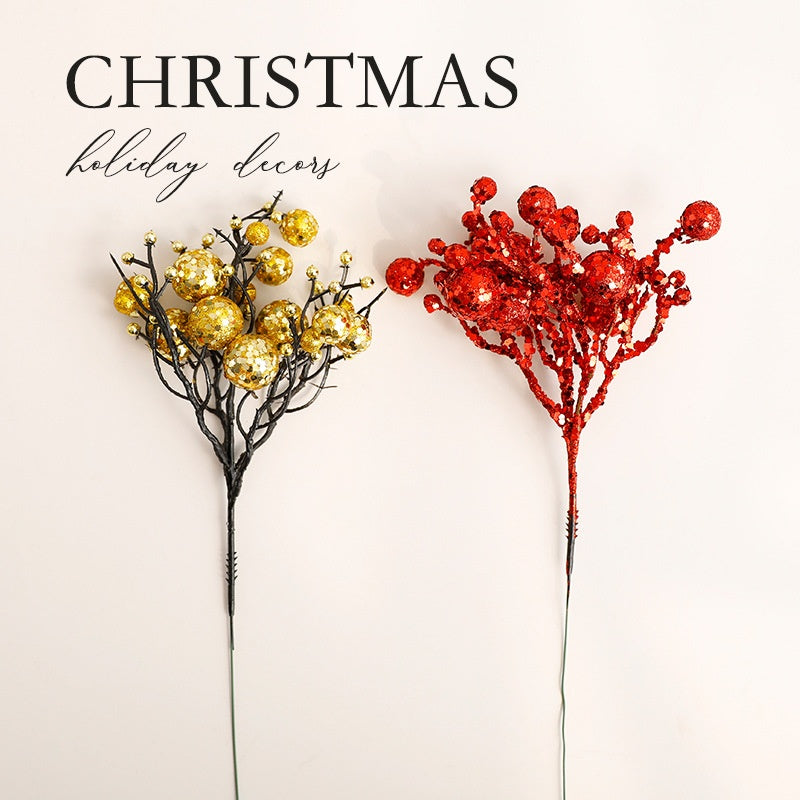 Glitter Berry Branch Christmas Stems for Tree & Wreath