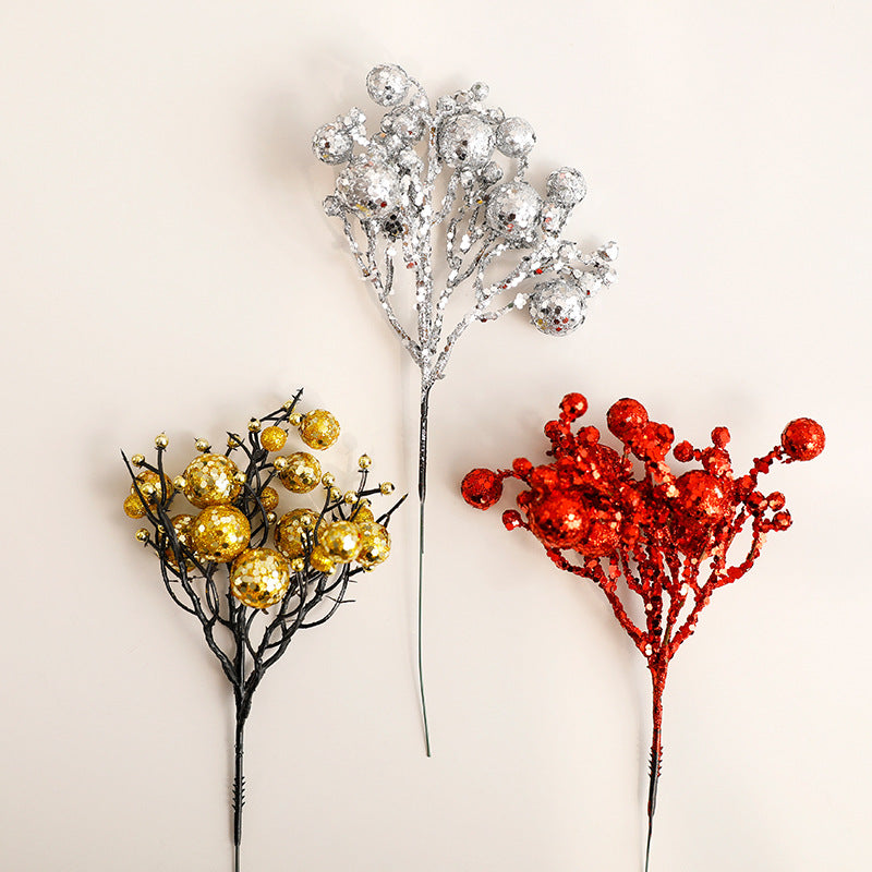 Glitter Berry Branch Christmas Stems for Tree & Wreath