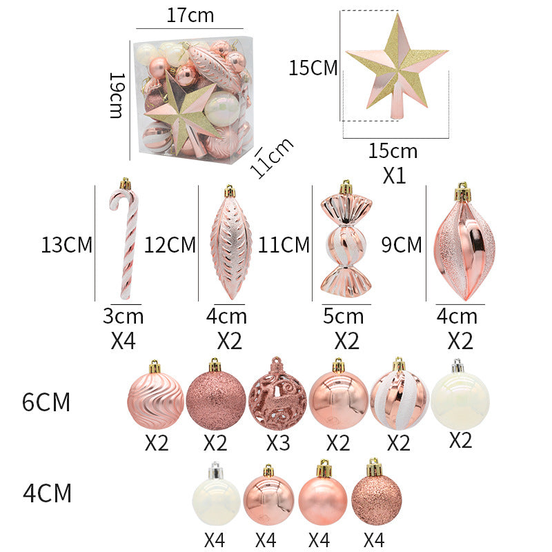Christmas Tree Ornaments 40-Piece Coordinated Set