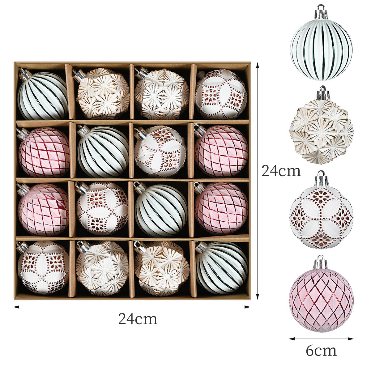 Christmas Ornaments Vintage 16-Piece Display Gift Box