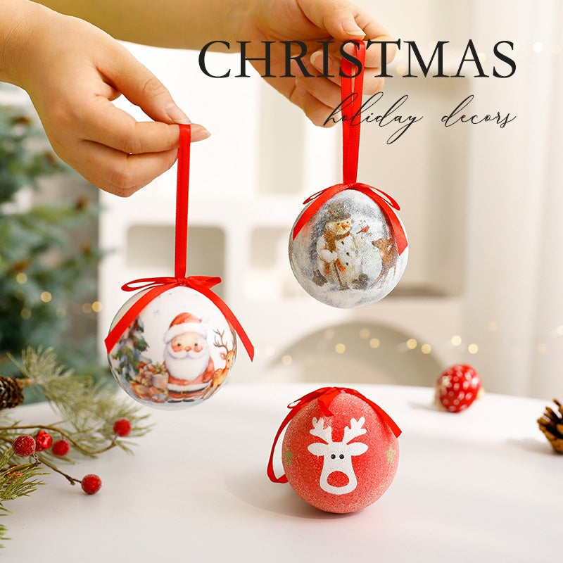 Christmas Ball Ornaments Set Foam Glitter Tree Decor