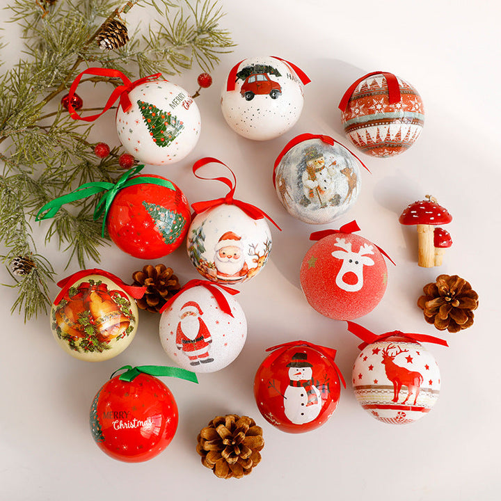 Christmas Ball Ornaments Set Foam Glitter Tree Decor