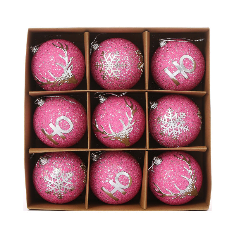Glitter Christmas Tree Ornaments Set, 9-Piece Decor
