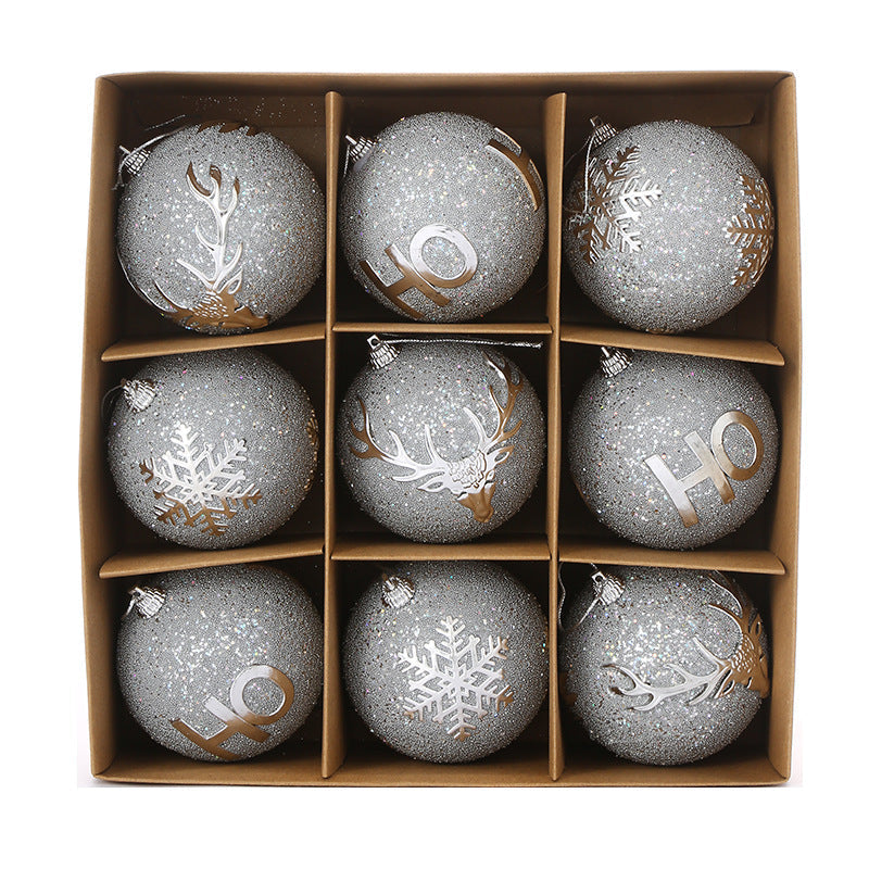 Glitter Christmas Tree Ornaments Set, 9-Piece Decor