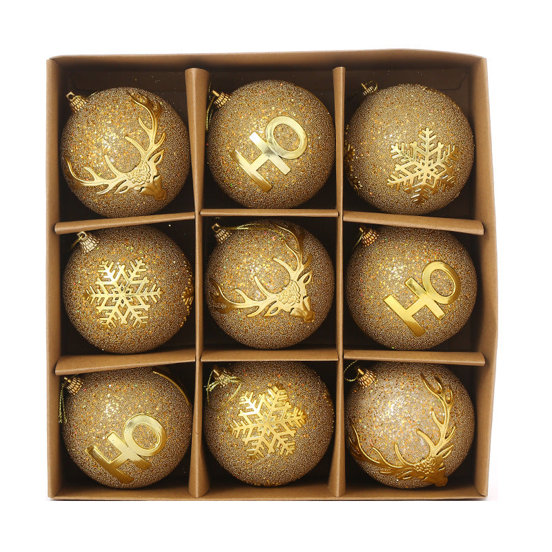 Glitter Christmas Tree Ornaments Set, 9-Piece Decor
