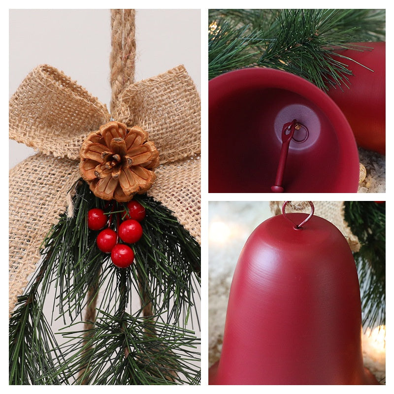 Christmas Bell Ornament for Rustic Holiday Door Decor