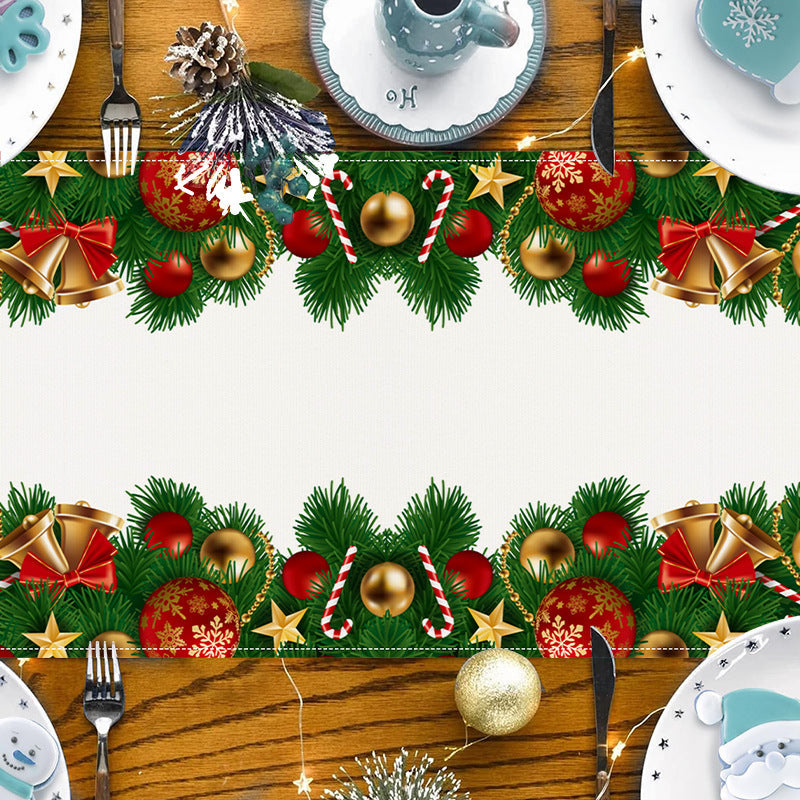 Christmas Table Runner With Festive Bell Decorations