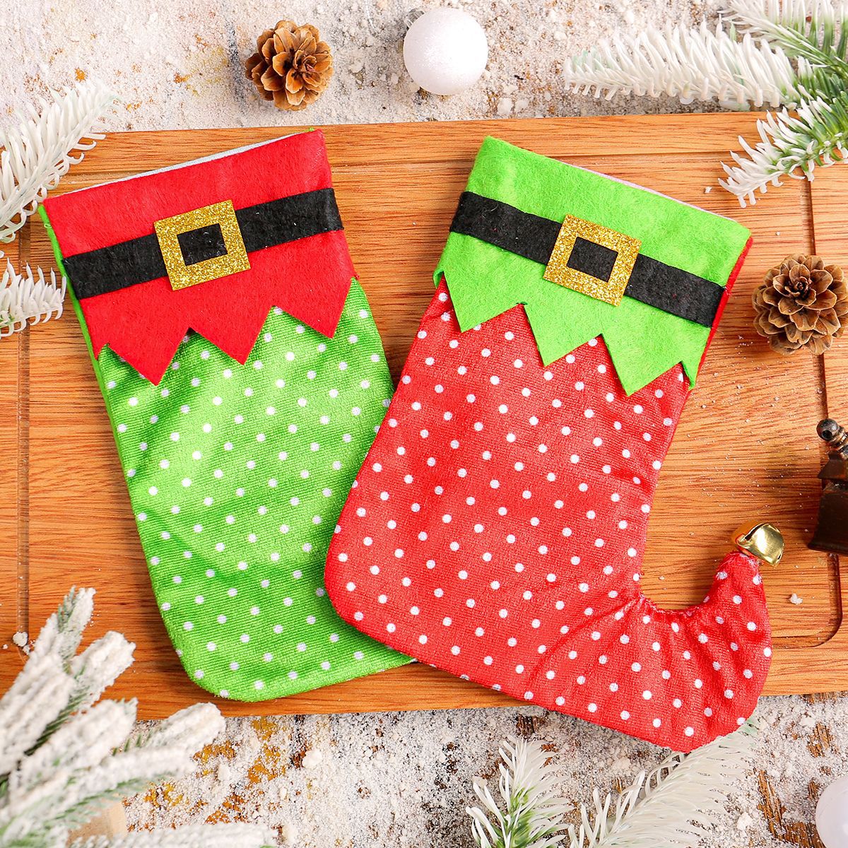 Christmas Stockings With Playful Elf & Santa Style