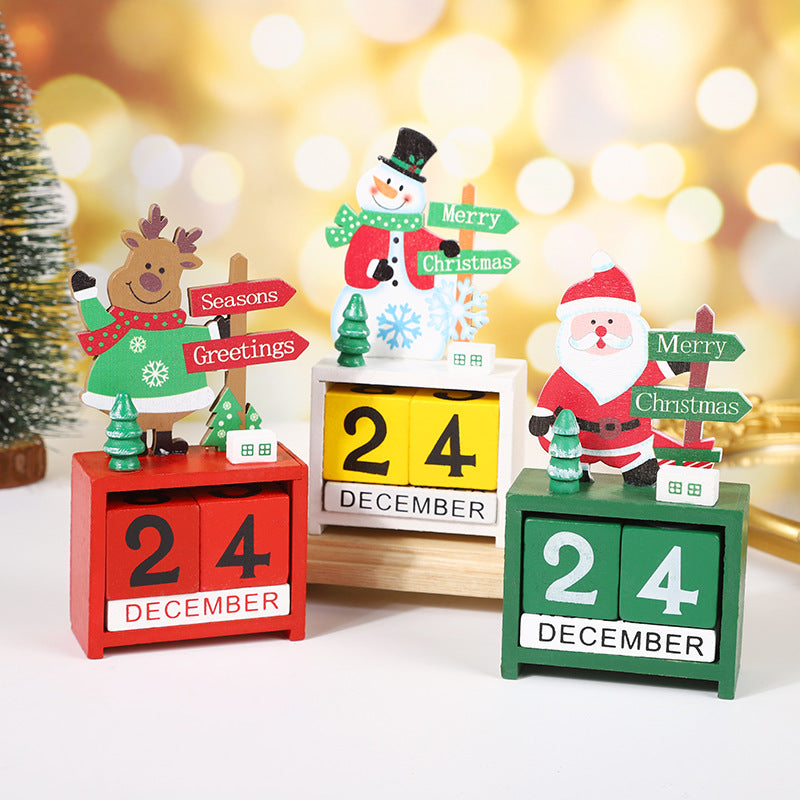 Perpetual Christmas Calendar Wooden Snowman Ornament