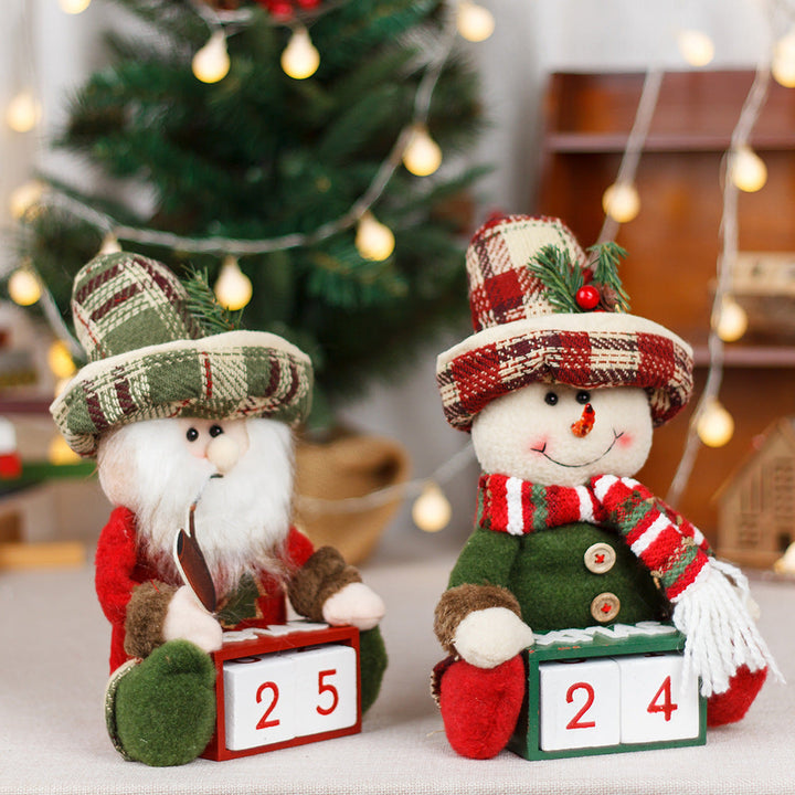 Christmas Calendar Snowman & Old Man Tabletop Decor