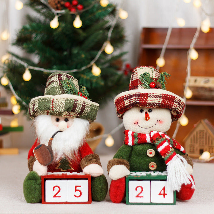 Christmas Calendar Snowman & Old Man Tabletop Decor