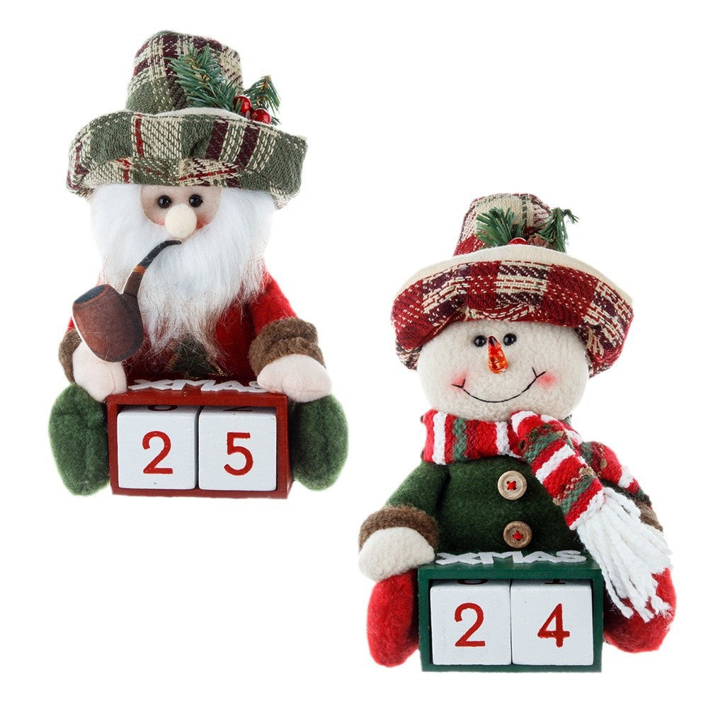 Christmas Calendar Snowman & Old Man Tabletop Decor