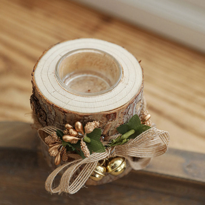 Rustic Christmas Candle Holder for Warm Holiday Glow