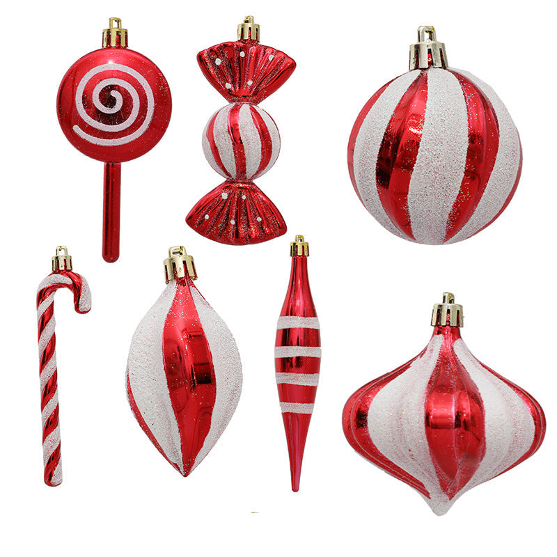 Christmas Candy Cane Ornaments Set of 7 Gift Boxed