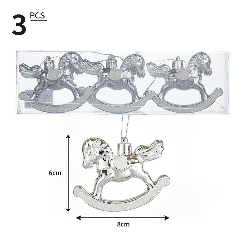 Rocking Horse Christmas Ornaments, Coordinated Set of 3