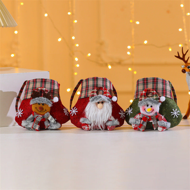 Reusable Christmas Gift Bag With Plush Character Charm