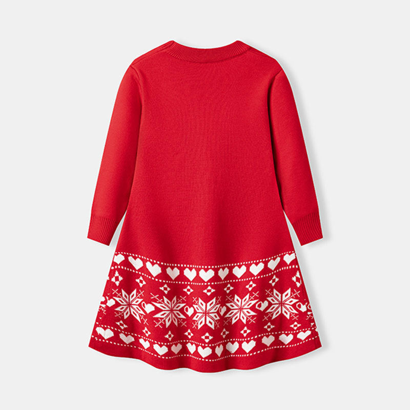 Christmas Reindeer Knitted Dress for Girls | Cozy
