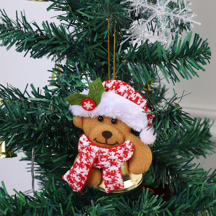 Plush Santa Reindeer Christmas Tree Bell Ornament Decor
