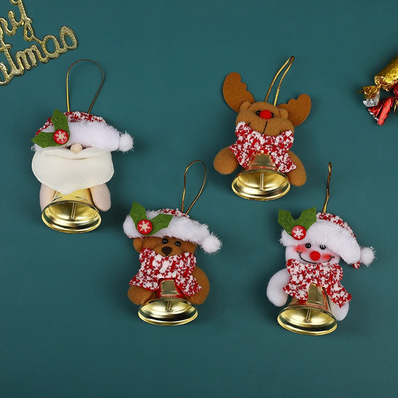 Plush Santa Reindeer Christmas Tree Bell Ornament Decor