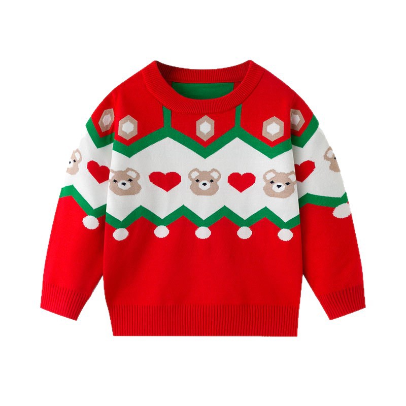 Baby Christmas Sweater With Cozy Festive Teddy Bear