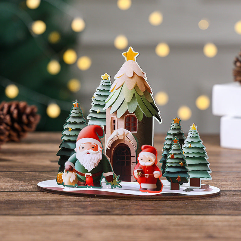 Christmas Wooden House DIY 3D Puzzle Village Decor Set