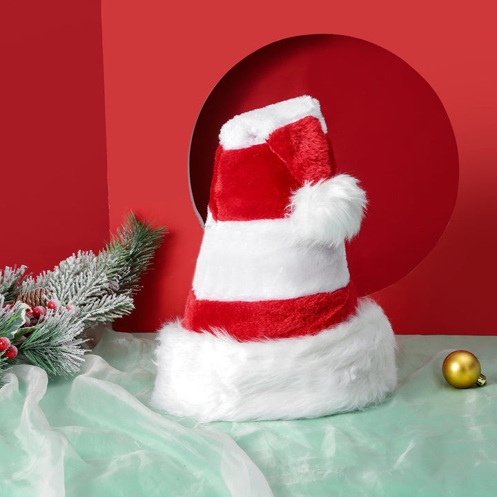 Children's Christmas Hat – Plush Red Green Stripes