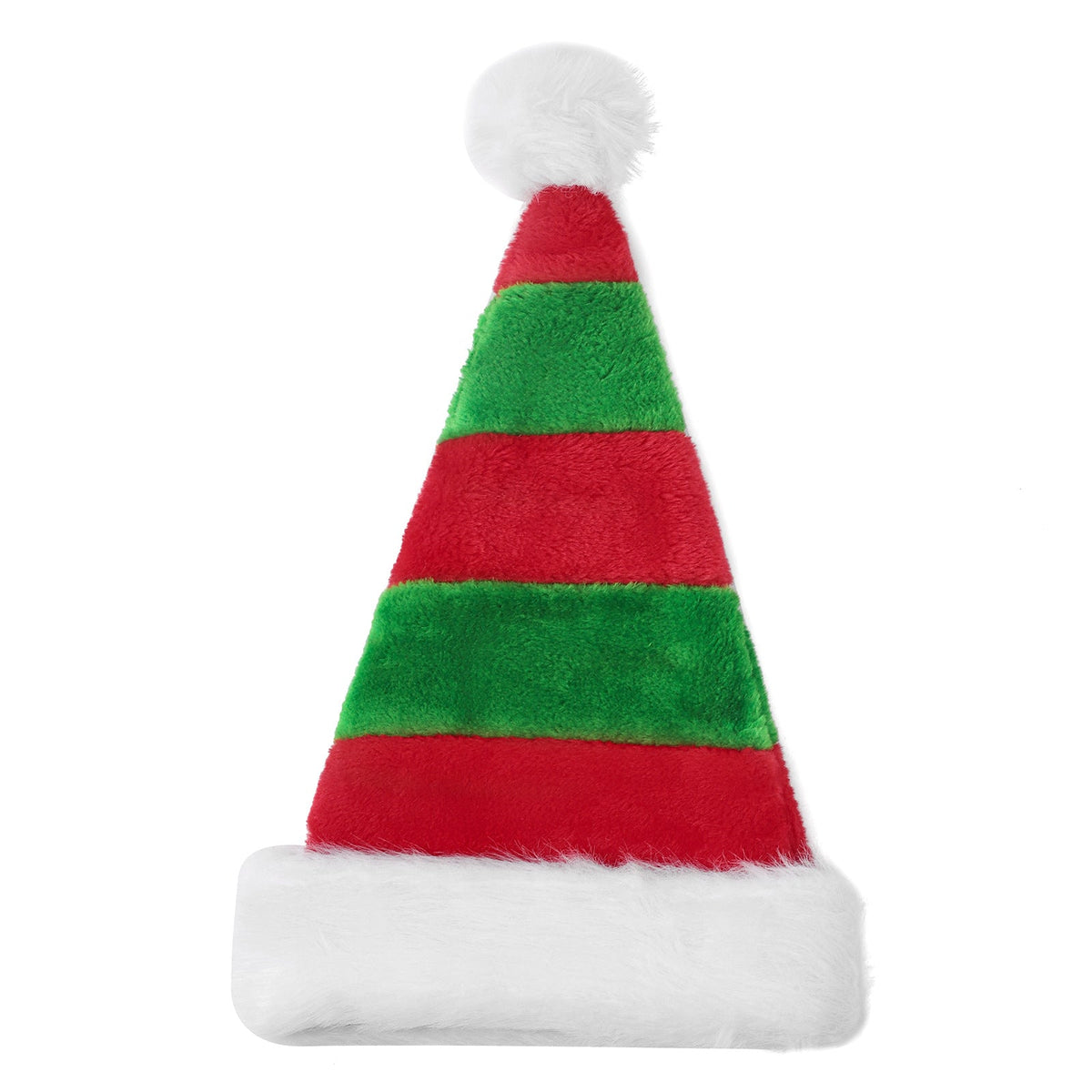 Children's Christmas Hat – Plush Red Green Stripes